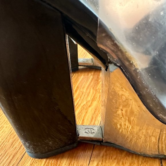 SOLD Authentic Chanel Platform PVC Heels 38.5 - Picture 2 of 6